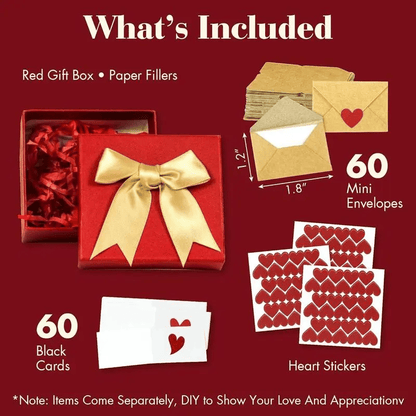[ ]Love Letters Valentine's Collection | 60 Handwritten Notes & Envelopes | Timeless Romantic Gift