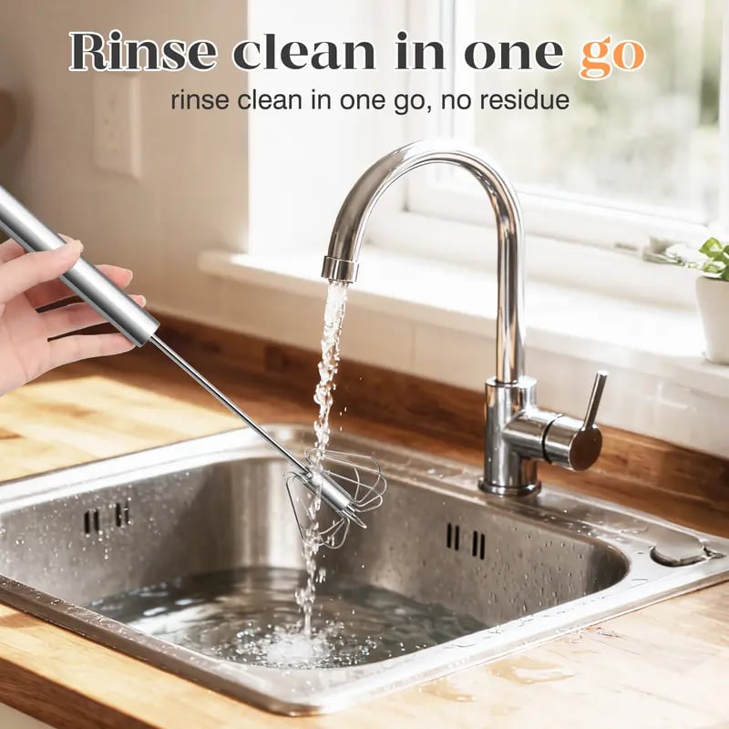 Stainless Steel Hand-Push Rotary Whisk Effortless Mixing in Seconds!