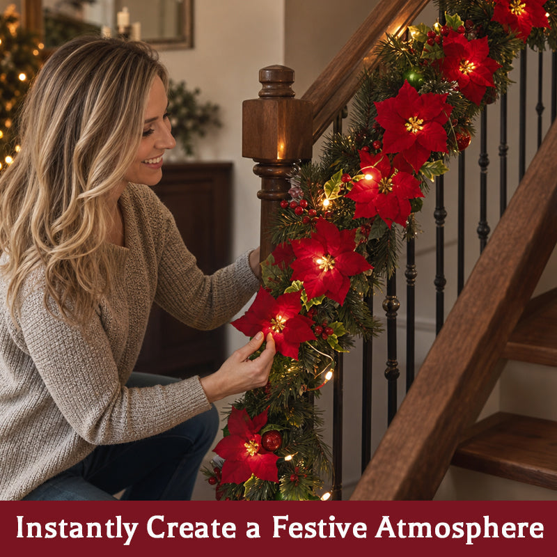 Poinsettia LED Flower String Lights