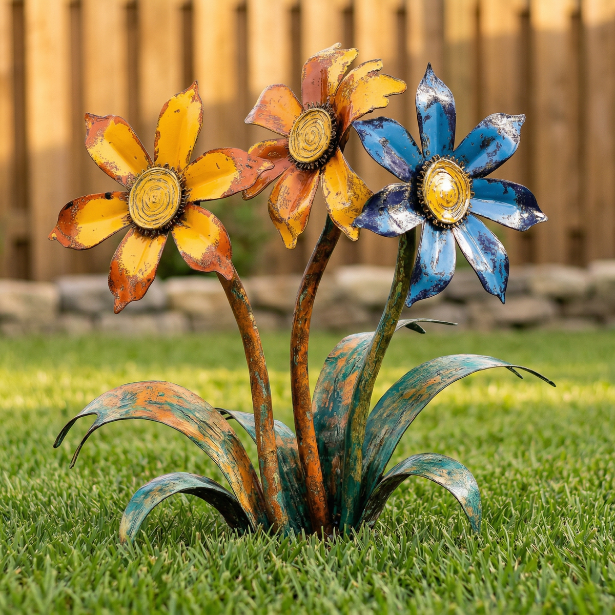 2026 Mother's Day Gifts -- Handcrafted Rustic Metal Flower Garden Stakes