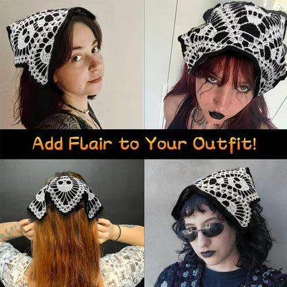Halloween Spider Web Knit Headscarf