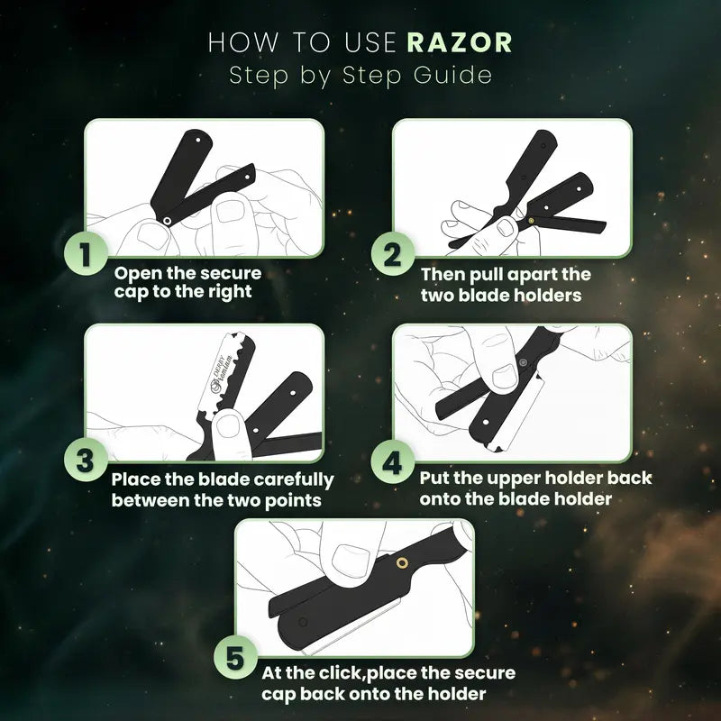 Men's Professional Straight Razor Barber Kit - 100 Blades