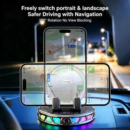360 Rotating Wireless Charging Car Phone Mount with RGB Ambient Light