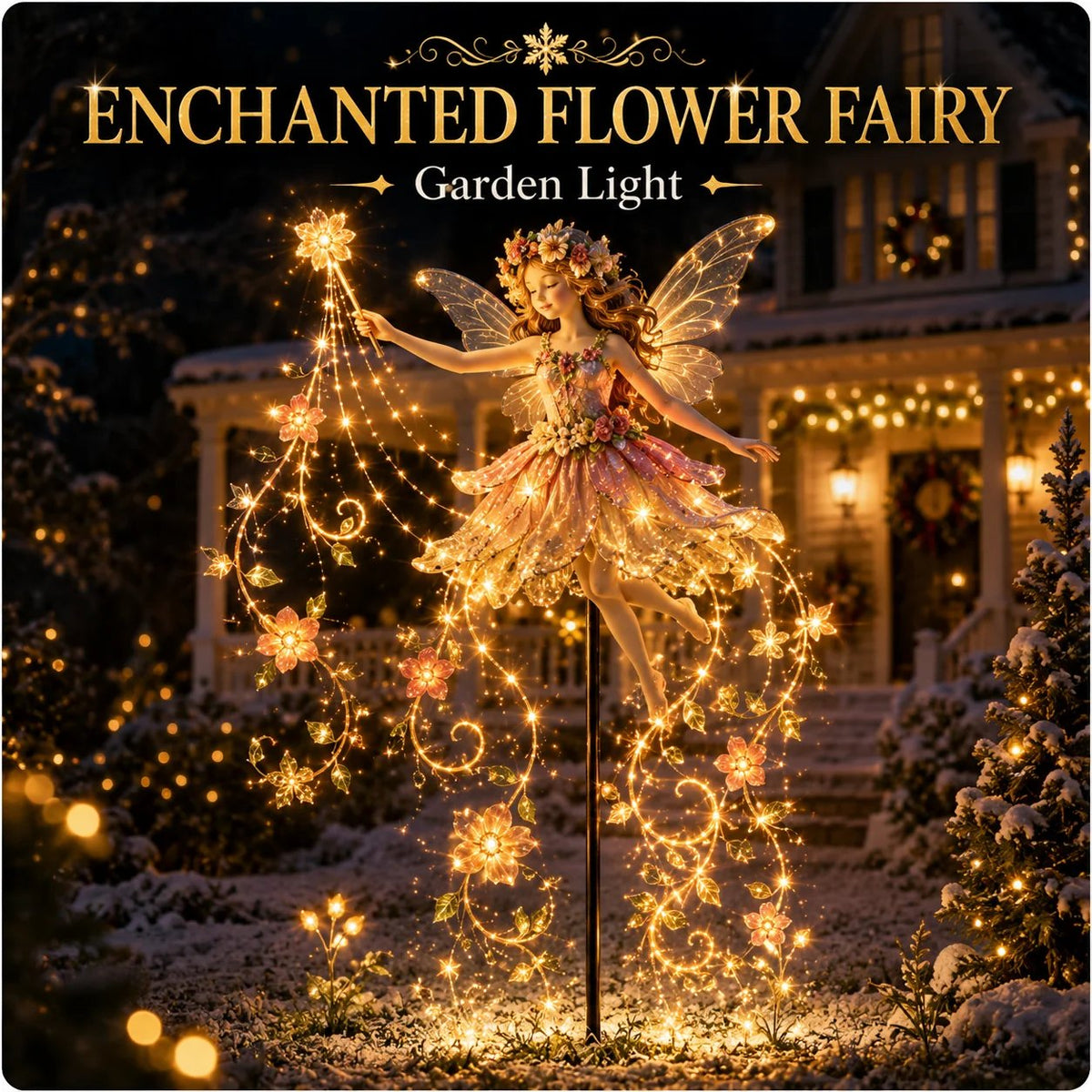 Enchanted Flower Fairy Solar Garden Light Magical Glowing Outdoor Christmas Yard Decor