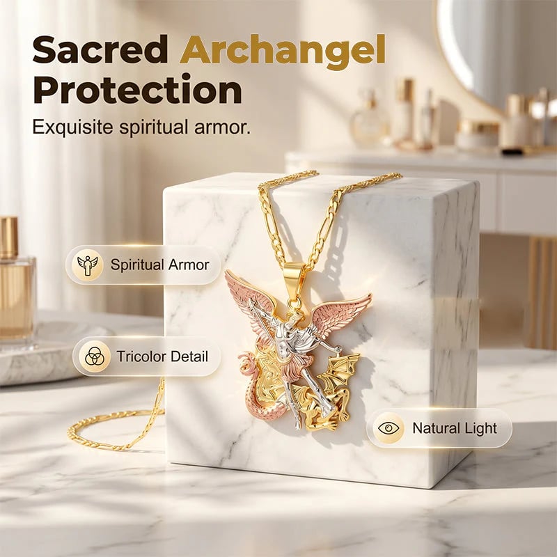 2026 Arrivals Tri-Tone Angel Guardian Pendant Necklace Elegant & symbolic Perfect for daily wear or gifting delicate