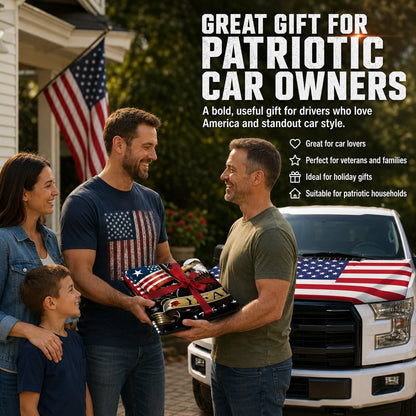 Patriotic American Flag Car Hood Cover