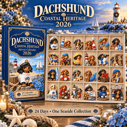 24 Days of Dachshund Coastal Christmas Hand-Painted Miniature Dog Advent Calendar