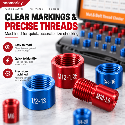 26/44-Piece Nut & Bolt Thread Checker Metric & SAE Thread Gauge Kit with Storage Case