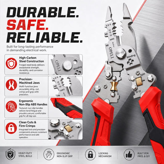 16-in-1 Electrical Pliers with Voltage Tester - Heavy-Duty Wire Stripper for Pros & DIYers!