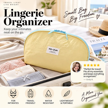 Portable Underwear Travel Organizer Separate Storage for Bras, Panties & Socks