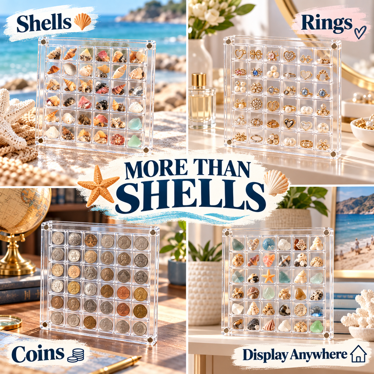 36-Grid Clear Acrylic Organizer Box for Small Collectibles