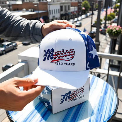 Merica 250 Years Embroidered Mesh Back Trucker Hat