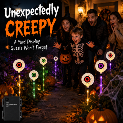 Solar-Powered Halloween Eyeball Yard Lights 6-Piece Glowing Stake Set
