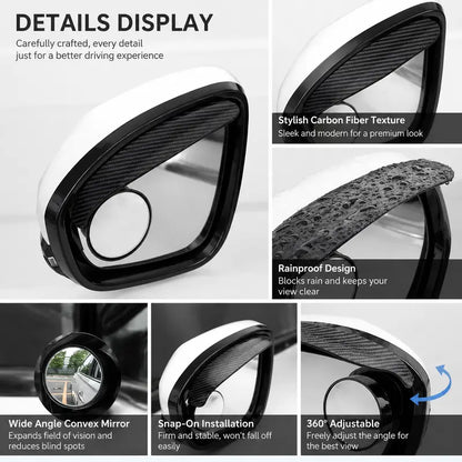 2-in-1 Rearview Mirror Rain Visor with 360 Blind Spot Mirror!