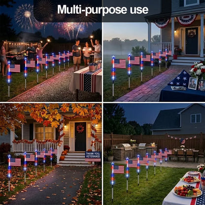 250th Independence Celebration: 8 Solar American Flag Pathway Lights