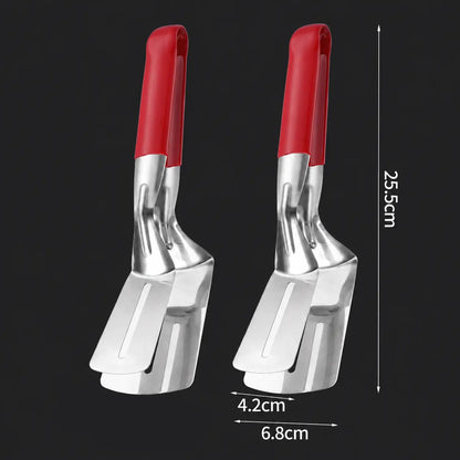 2-in-1 Stainless Steel Spatula Tongs Grip, Flip & Serve