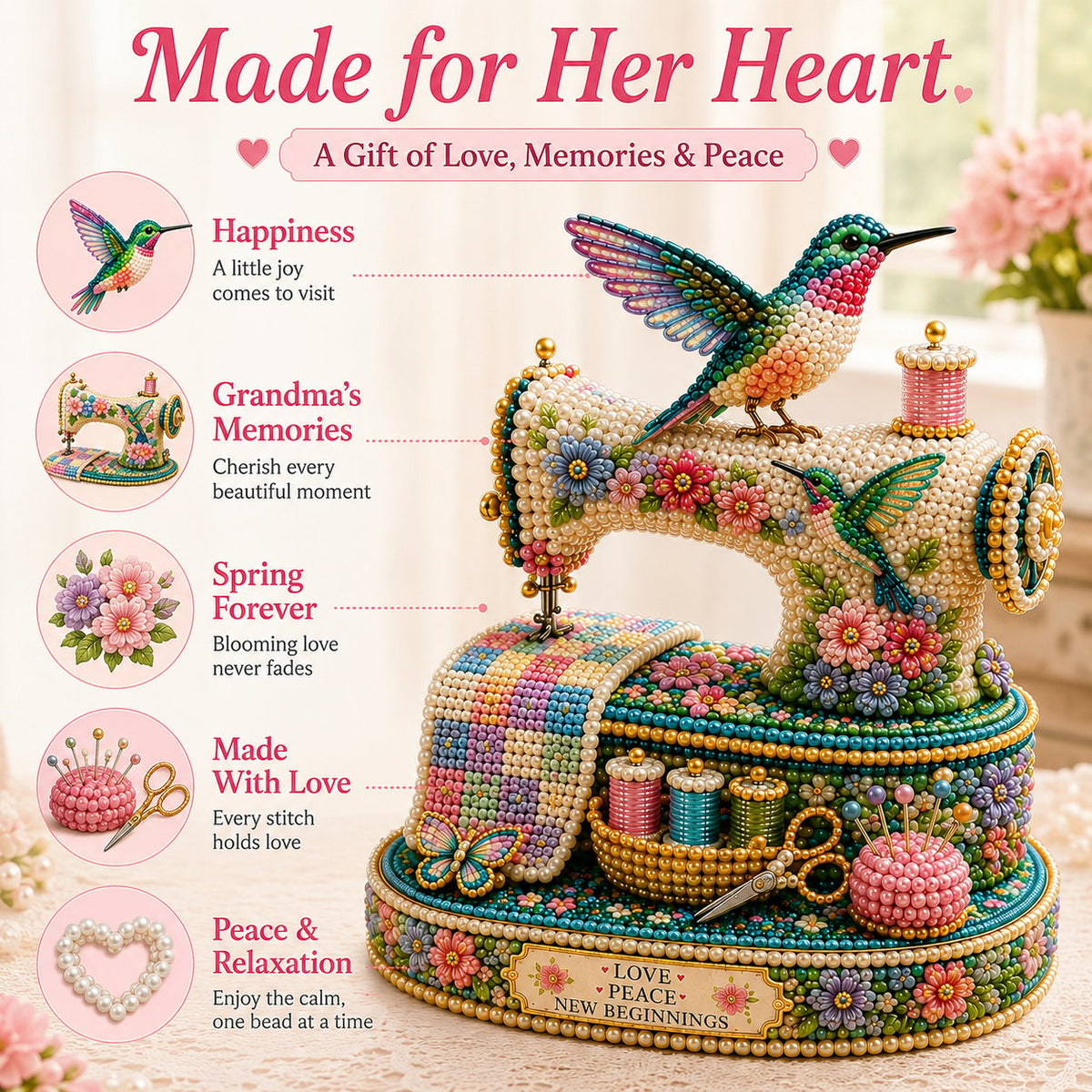 Spring Hummingbird Sewing Machine 3D Spring Limited Keepsake Edition