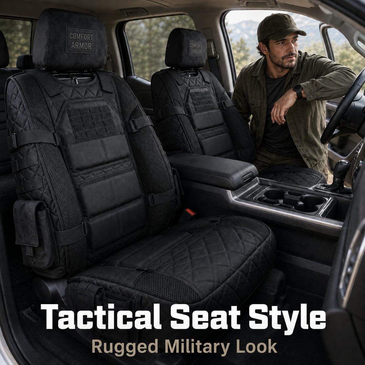 Military Style Auto Seat Protectors Universal Fit Heavy Duty Cushion For Long Drive Vehicle Owners