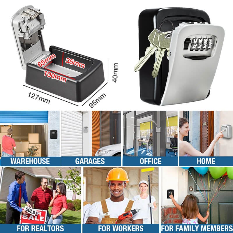 Wall Mount Resettable Combination Key Box Rust Proof, Large Storage, Heavy Duty
