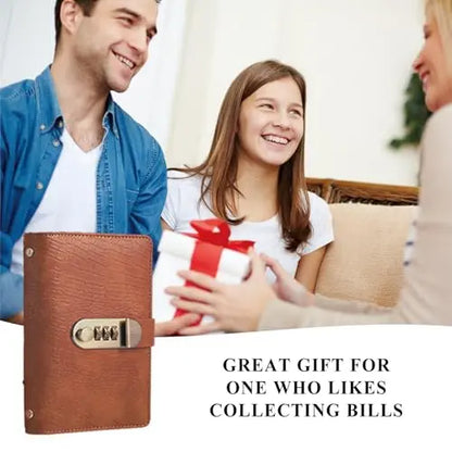100 Pocket Banknote Collecting Album, PU Leather Password Lock Currency Binder with Clear Transparent Sleeves