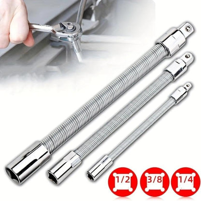 2026 1/2 Inch 35cm Socket Ratchet Wrench Set - 3 Bendable Shafts, Wrench Extender Tool, Connecting Rod