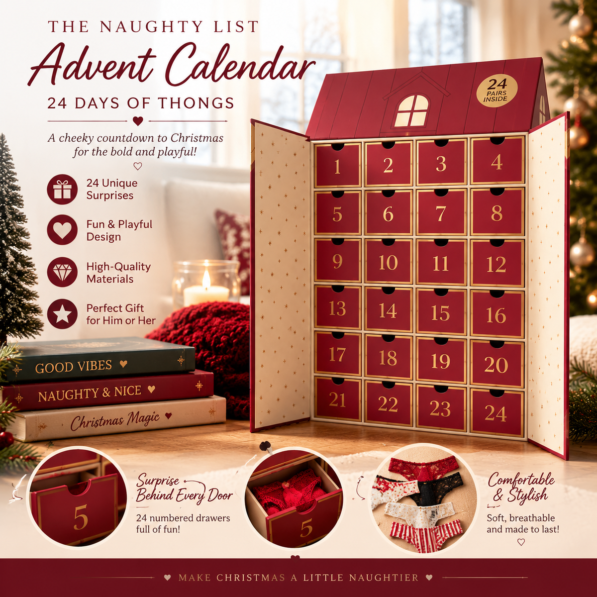 The Naughty List 24 Days Of Thongs Advent Calendar