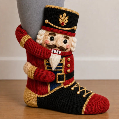 3D Hugging Christmas Socks Cute Knit Holiday Socks 5 Designs