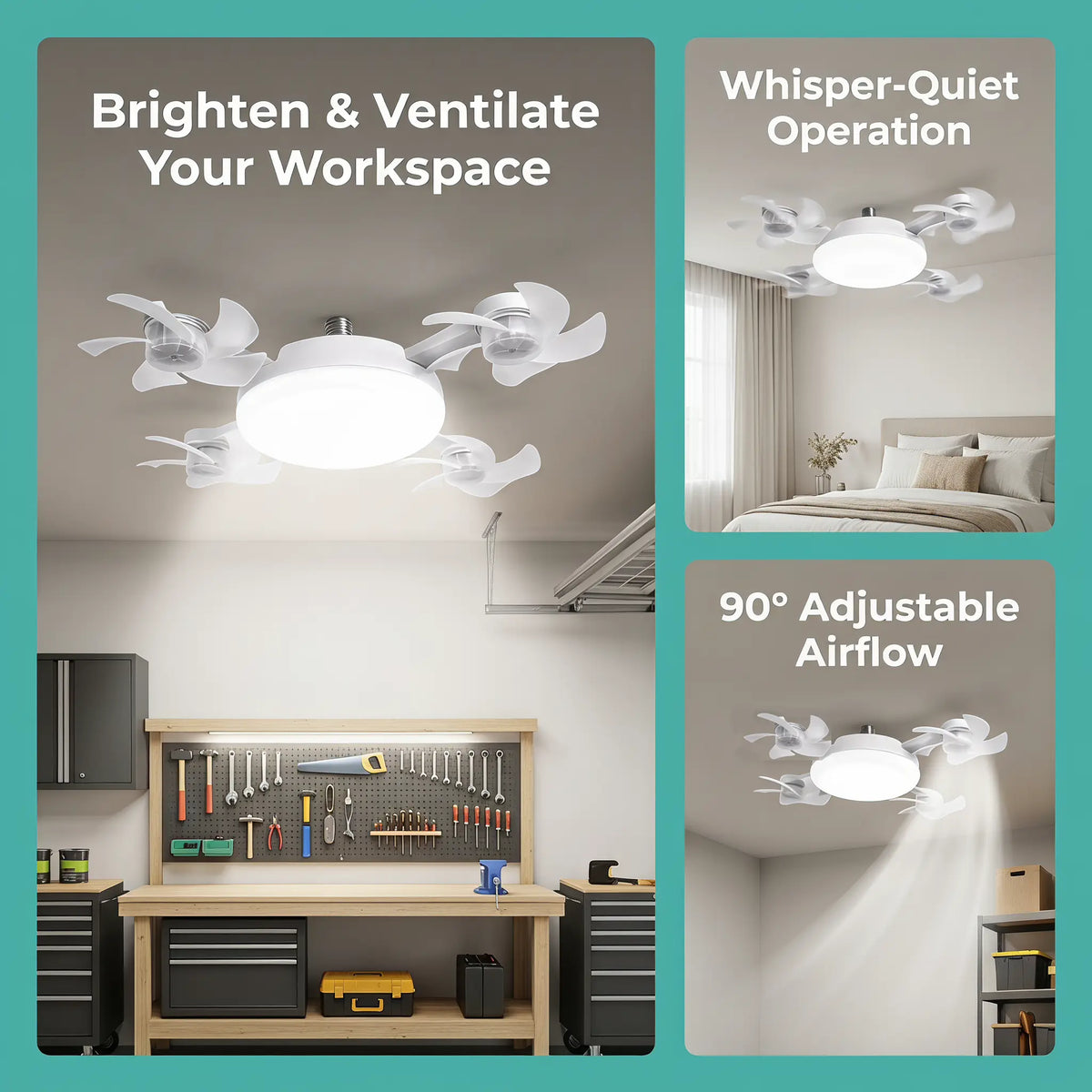 2026 E27 2-in-1 Fan Light | Silent Remote LED Cooling Combo