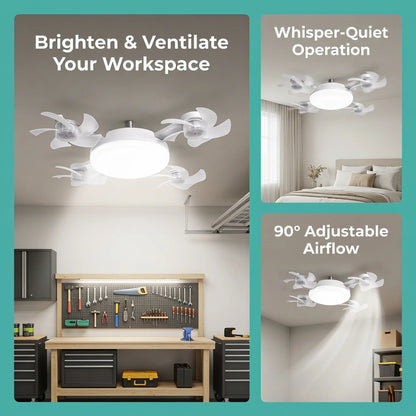 2026 E27 2-in-1 Fan Light | Silent Remote LED Cooling Combo