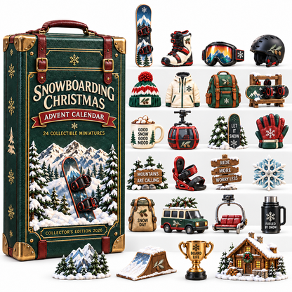 2026 Snowboarding Christmas Advent Calendar 24 Unique Collectible Miniatures for Snowboard Lovers & Mountain Adventures