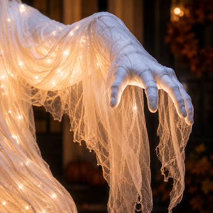 Swirling Ghost Pumpkin Yard Lamp