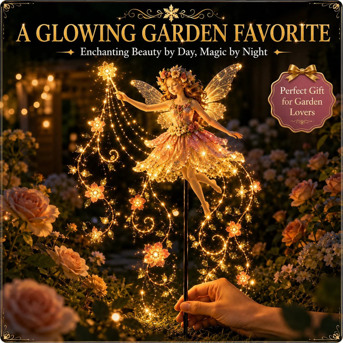 Enchanted Flower Fairy Solar Garden Light Magical Glowing Outdoor Christmas Yard Decor