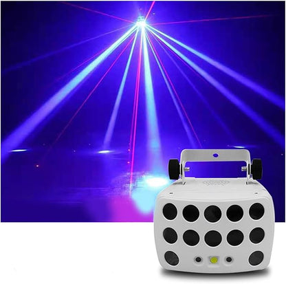 3-in-1 DJ Party Lights RGBW Derby Beam, Sound Activated + Remote