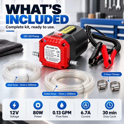 12V 80W Electric Oil Extractor Pump Fast, Cleaner Oil Changes