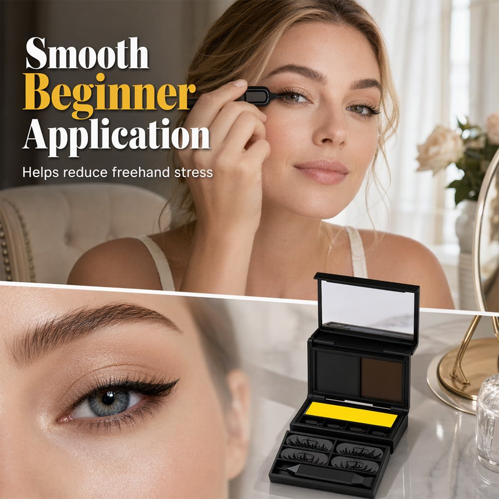 3-in-1 Eyeliner & Lash Stamp Kit Wing, Bottom Lashes & Liner, Waterproof, Beginner-Friendly