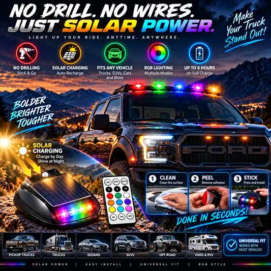 5-Pack Solar RGB Roof Strobe Light Set Wireless & No-Drill
