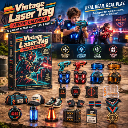 Vintage Laser Tag Advent Calendar 2026 - 24-Day Festive Countdown Charms Blind Box