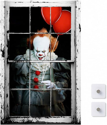 [Scare Neighbors] 3D Halloween Window Poster: Realistic Horror Scene