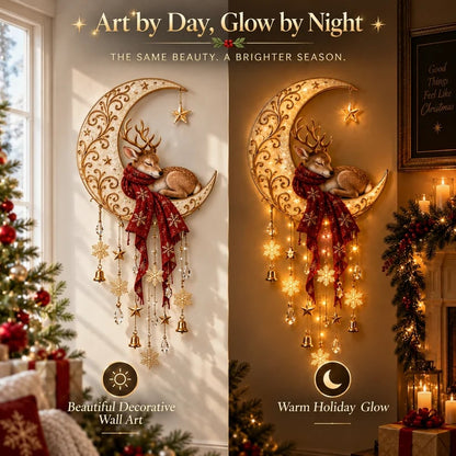 Moonlit Deer Starfall Wall Light Lighted Christmas Wall Decor