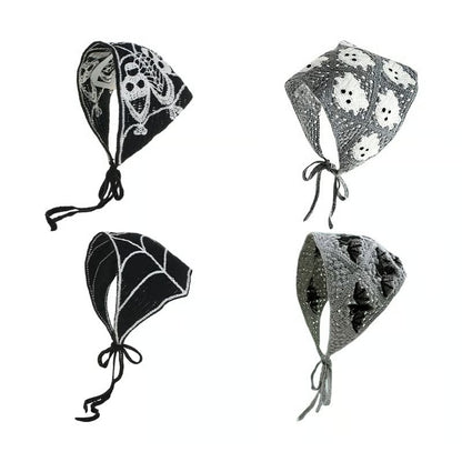 Halloween Spider Web Knit Headscarf