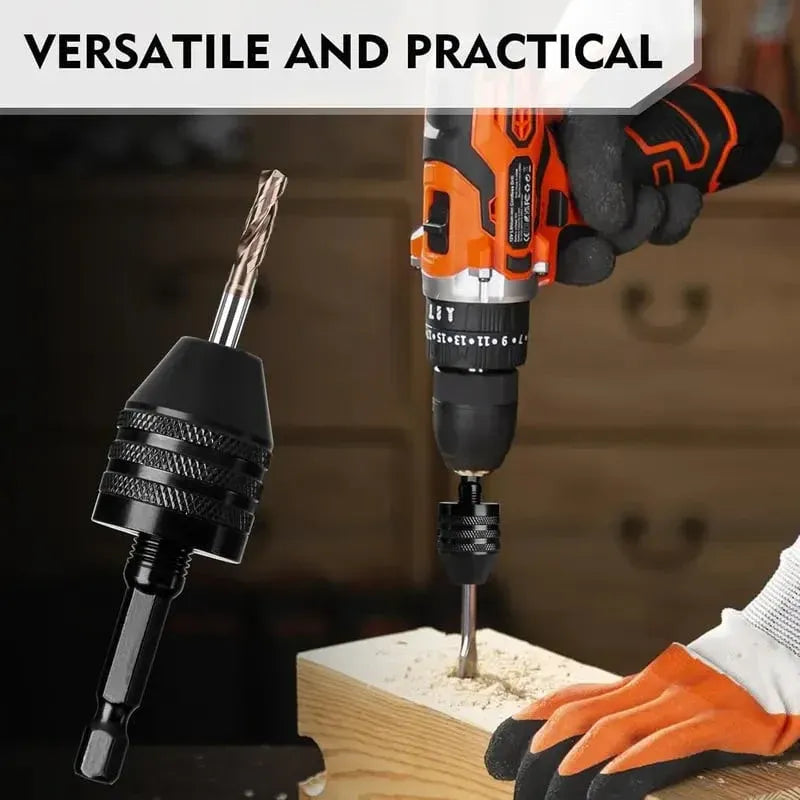2-Piece Keyless Drill Chuck Adapter Set 1/4 Hex Quick Change (0.3-8mm) for Impact Drivers & Power Tools