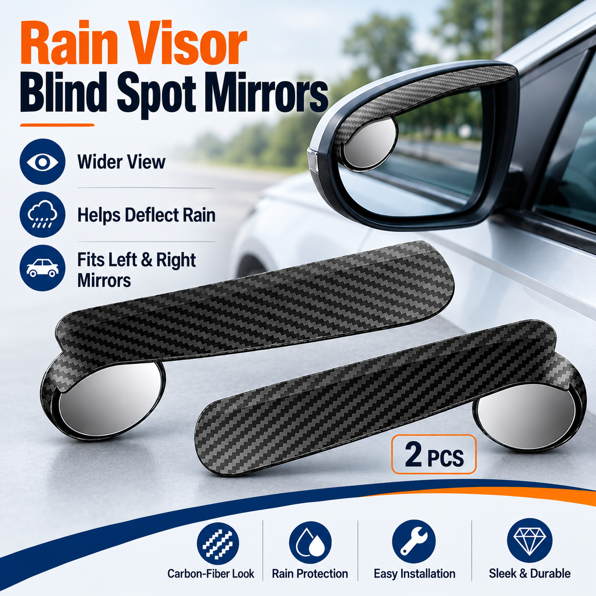 2-Pack Blind Spot Mirrors 360 Adjustable Wide-Angle Rearview Safety Mirrors