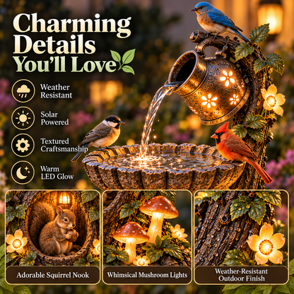 Solar Birdbath Fountain Garden Decor A Cozy Wildlife Haven for Your Yard