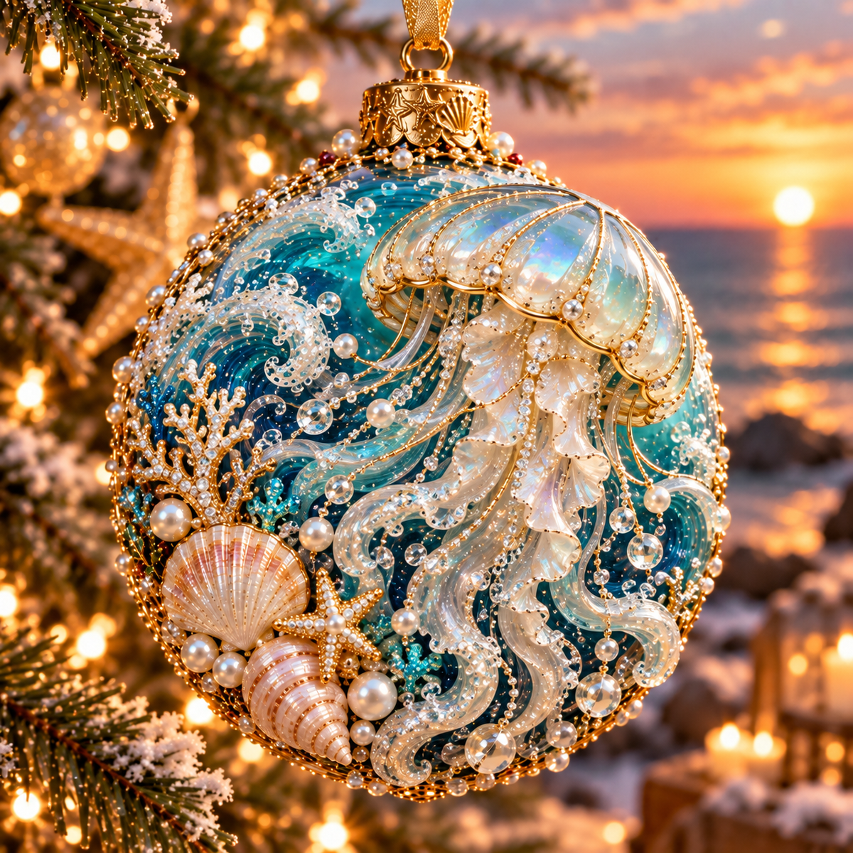 Coastal Christmas Ocean Legends 3D Marine Life Ornament Collection