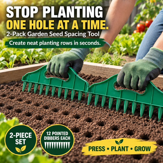 2-Pack Garden Seed Spacing Tool Multi-Row Soil Dibbler & Furrow Maker