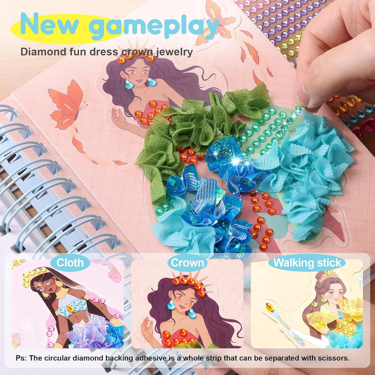 Poke-in 4-in-1 Diamond Painting Kits & Art Magic Princess Craft Kit Stuffers Watercolor DIY Gifts for Girls Handicraft