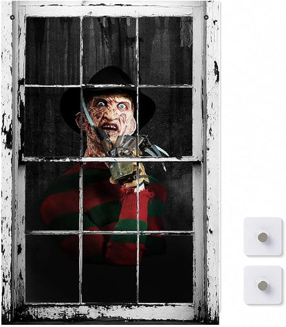 [Scare Neighbors] 3D Halloween Window Poster: Realistic Horror Scene
