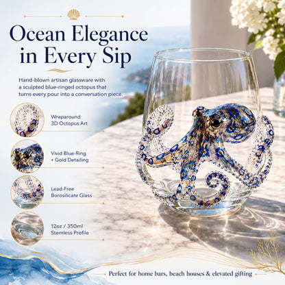 Blue Ringed Octopus Handcrafted Glassware