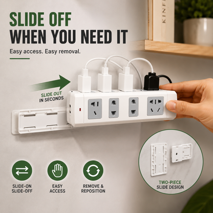 10 Counts Punch-Free Power Strip Holder Peel, Stick & Organize