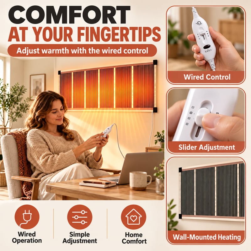 3-Second Rapid Heating Honeycomb Graphene Far-Infrared Ceramic Wall Heater Low Noise & Energy Efficient Indoor Wall